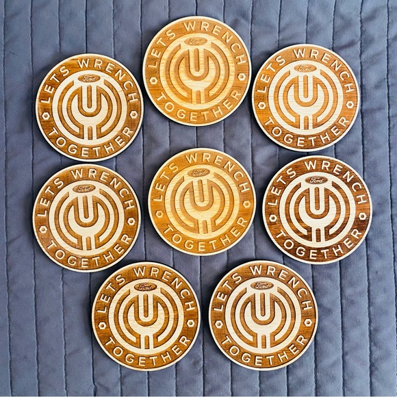 Ford coasters, set of 8, Let’s Wrench Together - Picture 2 of 5